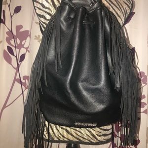 Victoria secret black leather backpack